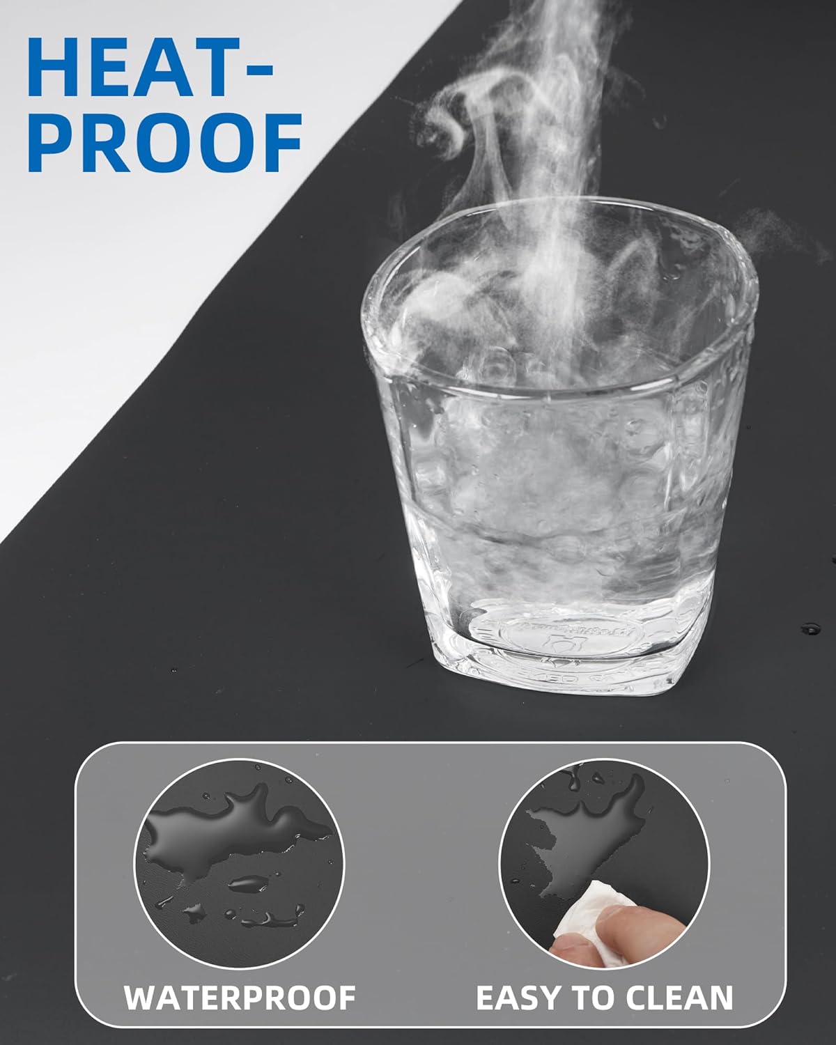 Leather Desk Pad Blotter,Mouse Pad,Office Desk Mat, Non-Slip PU Leather Desk mat,Large Desk mat,Waterproof Keyboard mat for Office/Home/Decor (Black,35" x 17")