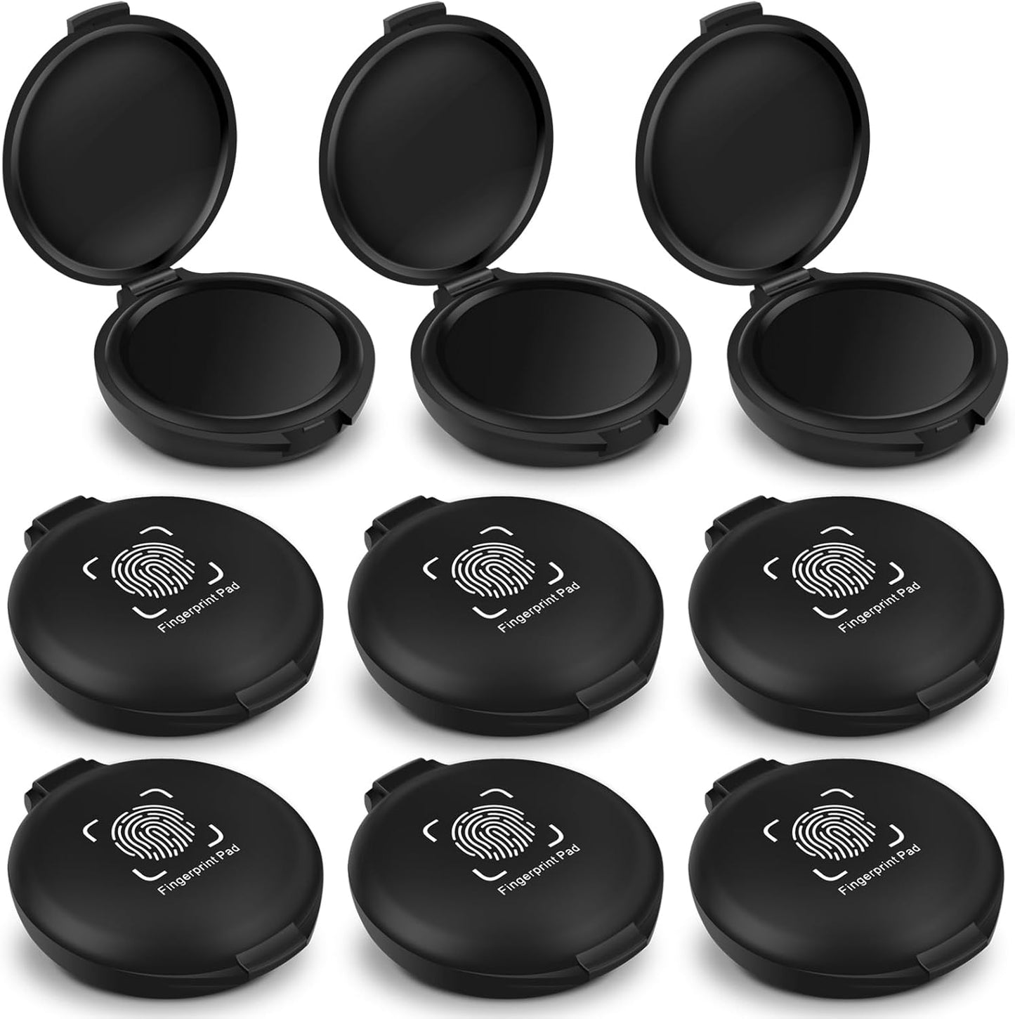 ERKOON 9 Pack Fingerprint Ink Pads, Thumbprint Ink Pad for Notary Supplies Identification Security ID Fingerprint Cards Fingerprint Black