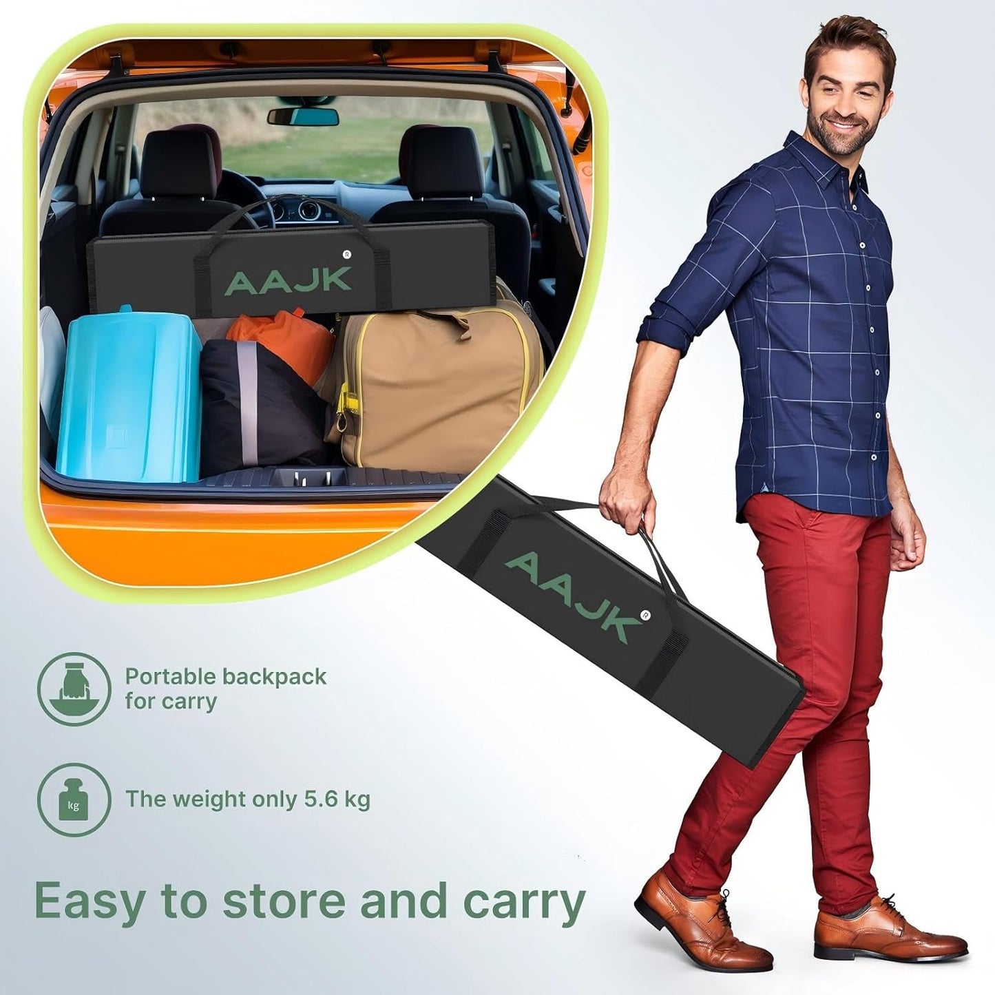 AAJK 150in Projector Screen with Stand,Portable 16:9 4K HD Indoor Outdoor Projection Screen with Wrinkle-Free Design, Ideal for Home Theater and Backyard Cinema – Includes Carry Bag