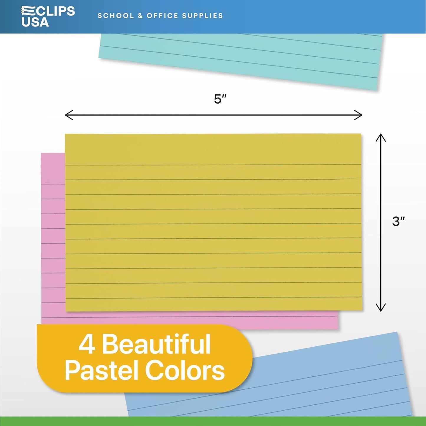 Index Cards 3x5 Bulk, (2400 Cards, Pastel), Colored Flash Cards For Studying, Note Cards, Flashcards, Notecards, 100 Per Pack, (24 Pack)