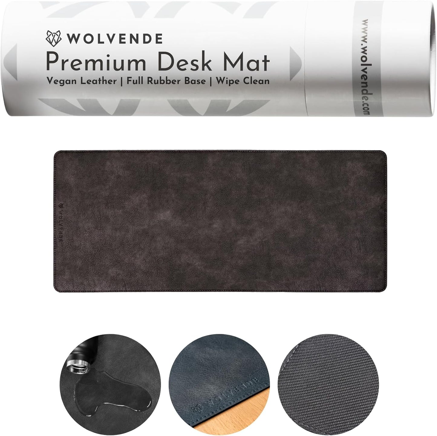 Premium Distressed Faux Vegan Leather Desk Mat | Multifunctional Desk Pad for Home Office | (Black/Grey, 12" x 27.5")