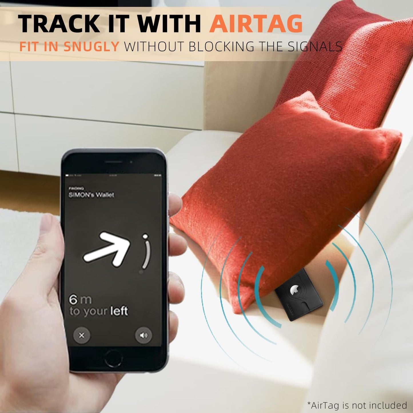 RUNBOX AirTag-Wallet-Mens-Slim-RFID Blocking Wallets Leather with Bill Compartment Air Tag Bifold Card Holder Wallet Gifts for Men Dad