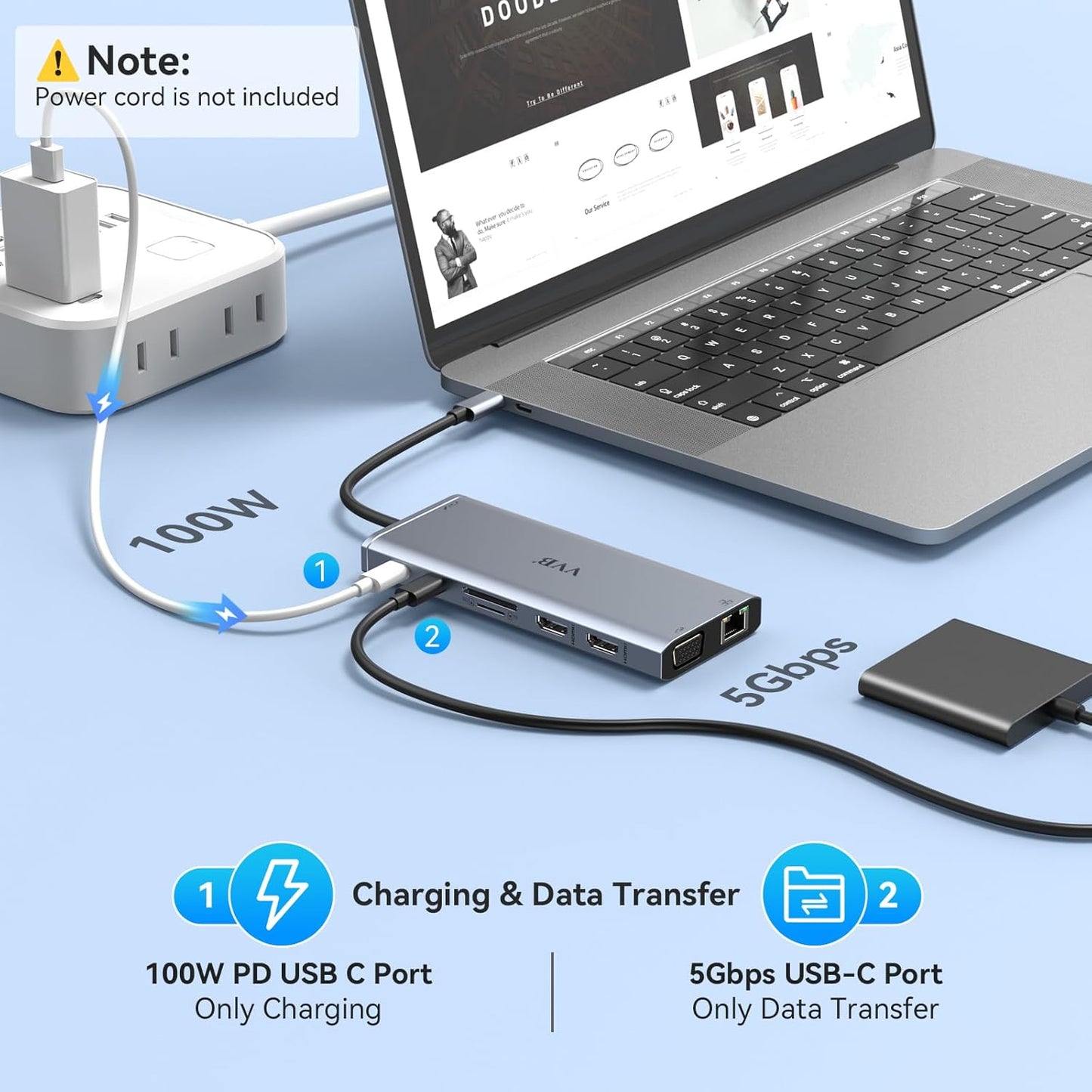 USB C Docking Station Dual Monitor HDMI for Dell HP Lenovo Laptop,14 in 1 Docking Station to 2 HDMI Port 4K+VGA USB Type C Hub Multiport Adapter Dongle Dock,USB C to Ethernet+5 USB+SD/TF+100W PD+Audio