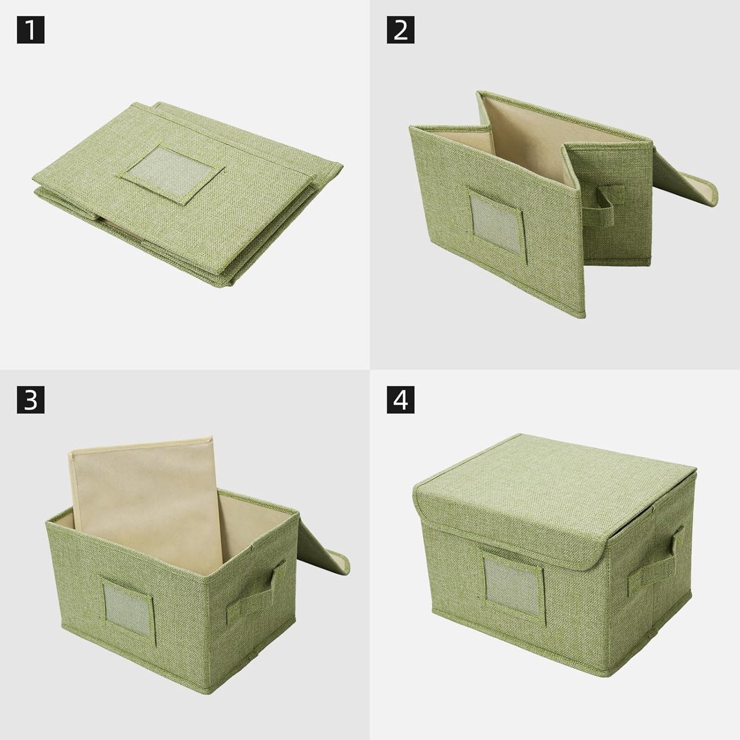 Vienrose Greeting Card Organizer Storage Box with 20 Removable Dividers, 84 Self-stick Labels, Perfect for Photos, Envelopes, Scrapbooking, Paper, Stickers Holder 1 Pack Grass Green