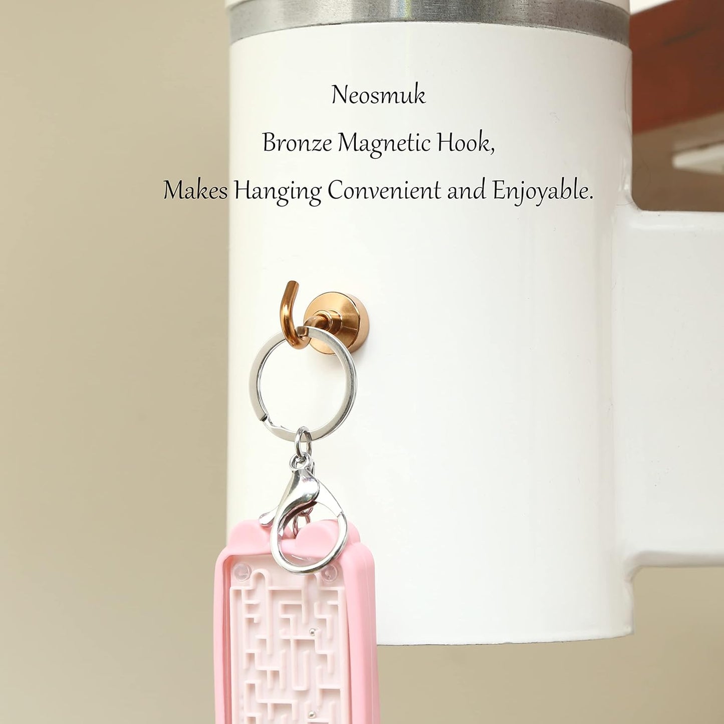 Neosmuk Magnetic Hooks,30lb Heavy Duty Earth Magnets with Hook for Refrigerator, Extra Strong Cruise Hook for Hanging, Magnetic Hanger for Curtain, Grill (Bronze, 4 Pack)