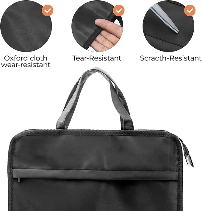 M&G Oxford Zipper Document Bag, Double Layer Waterproof Handle Document Tote Bag for Carrying Paper Documents Books Computer 1 Pack (Black)