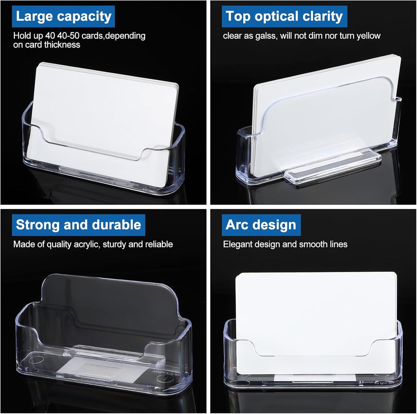 Bucherry Acrylic Business Card Holder Clear Desktop Business Card Holder Display Desk Stand for Office Exhibition Paper Brochure Supplies(24 Pieces)