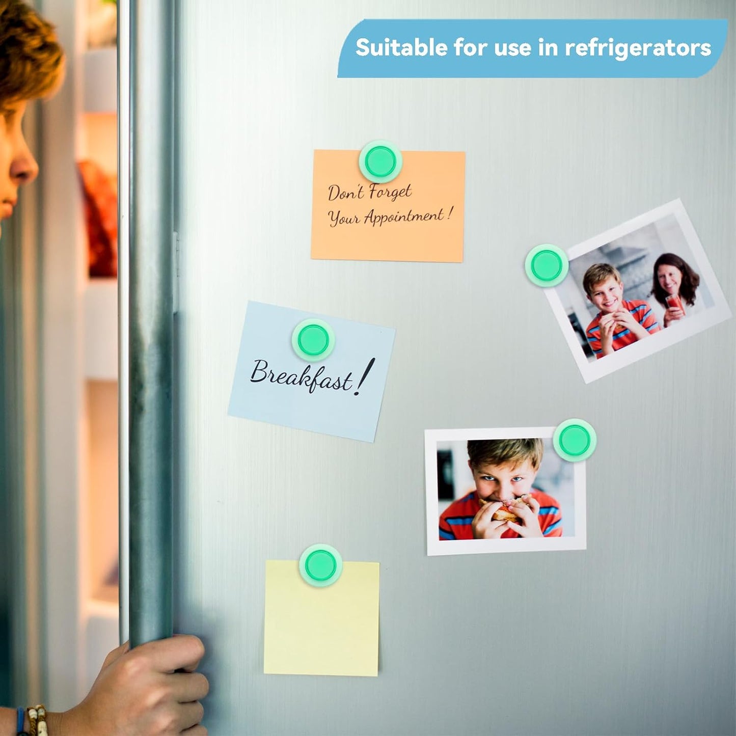 ZDZBLX Fridge Magnets, 28 Pack Magnet Strong Magnets Refrigerator Magnets Small Magnets for Whiteboard, Heavy Duty Magnets Mini Magnets Cute Round Magnets for Fridge, Locker, Classroom, Office (Green)