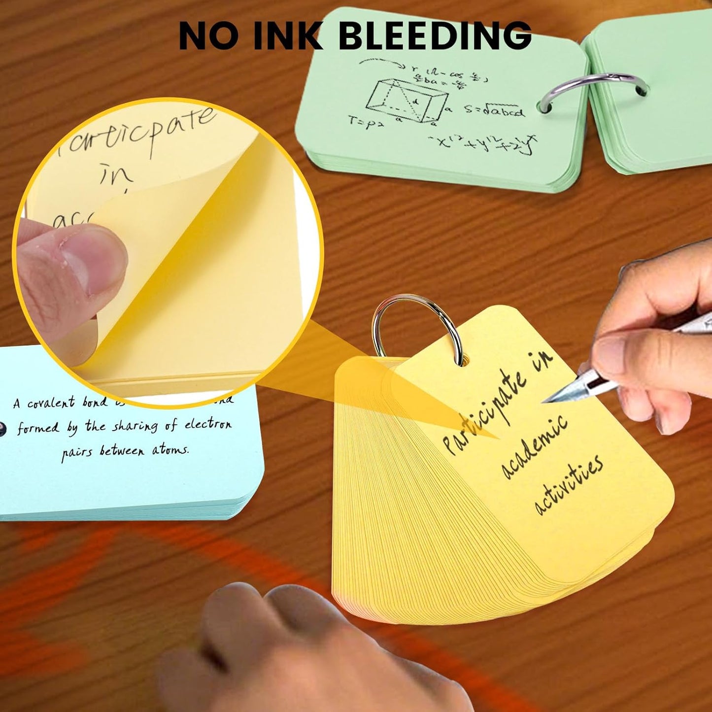 Koogel 1500PCS Colored Index Cards with Binding Rings Bulk, 2.2 x 3.5 Inches Blank Flash Cards Bulk, Easy Flip Portable Small Notecard Memo Scratch Pads for Studying School Supplies College, 7 Colors