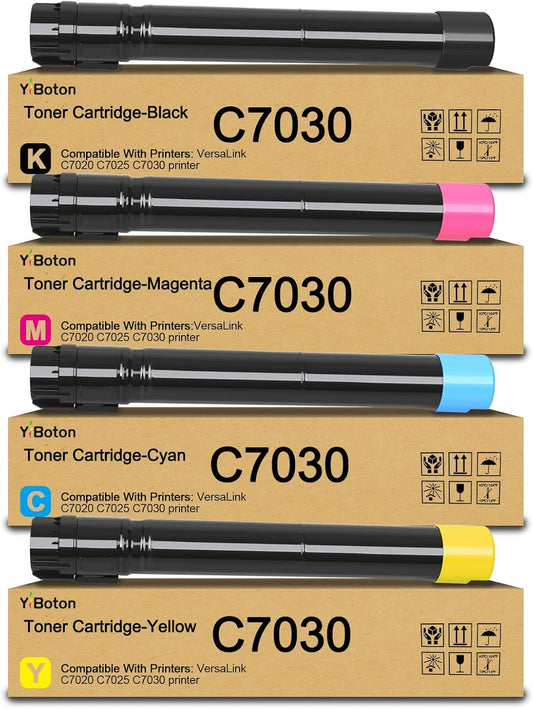 VersaLink C7030 High Capacity Toner Cartridges Replacement for Xerox 106R03741 106R03742 106R03743 106R03744 Toner Compatible for Xerox Versalink C7020 C7025 C7030 Printer (Black Cyan Magenta Yellow)