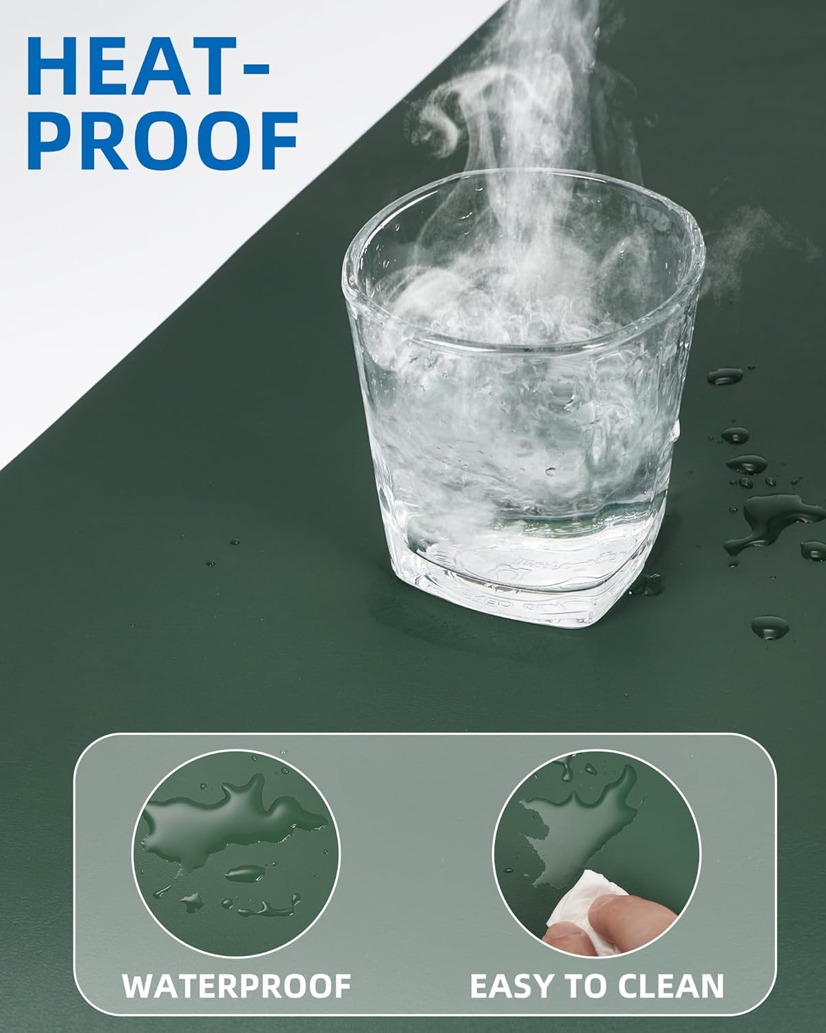 Leather Desk Pad Blotter,Mouse Pad,Office Desk Mat, Non-Slip PU Leather Desk mat,Large Desk mat,Waterproof Keyboard mat for Office/Home/Decor (Dark Green,35" x 17")