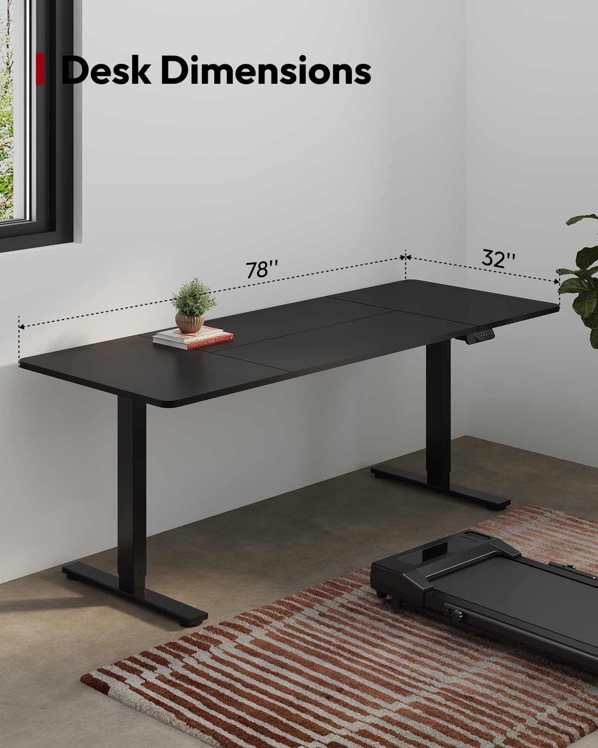 SANODESK Standing Desk Height Adjustable Electric Stand up Desk 79x32 Inches Sit Stand Home Office Desk with Splice Board, Black Frame/Black Top