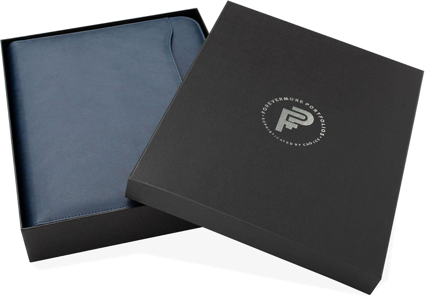 Padfolio Binder - Professional Faux Leather Travel Organizer Pouch for Tablet, Documents, Presentation Folders, Zipper Closure, Removable 3-Ring Notepad - Blue