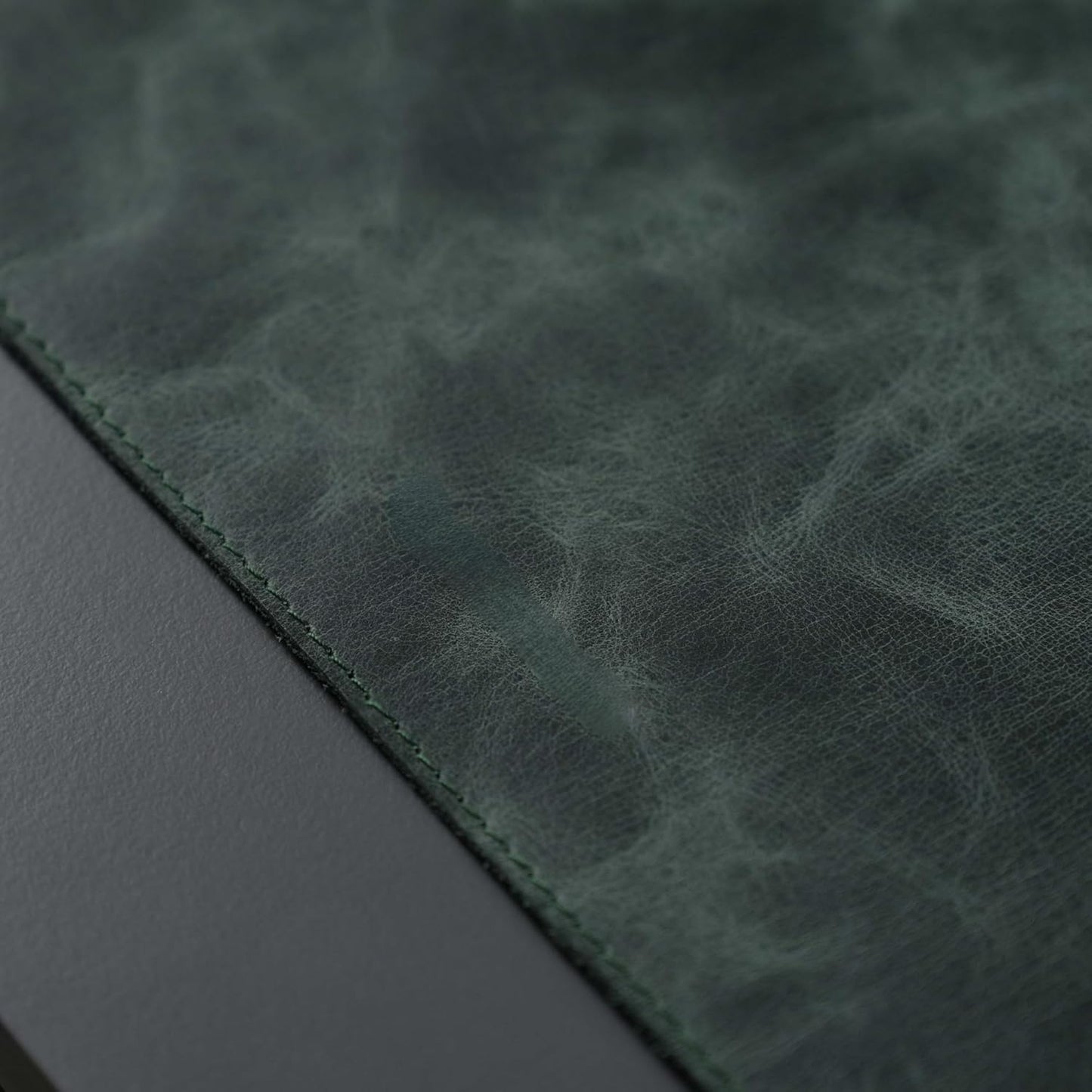 Jersey Genuine Calfskin Leather Desk Pad, Office Desk Mat with Non-Slip Bottom, Smooth Surface for Mouse & Keyboard, Desk Protector (36x19 inches) (Dark Green)