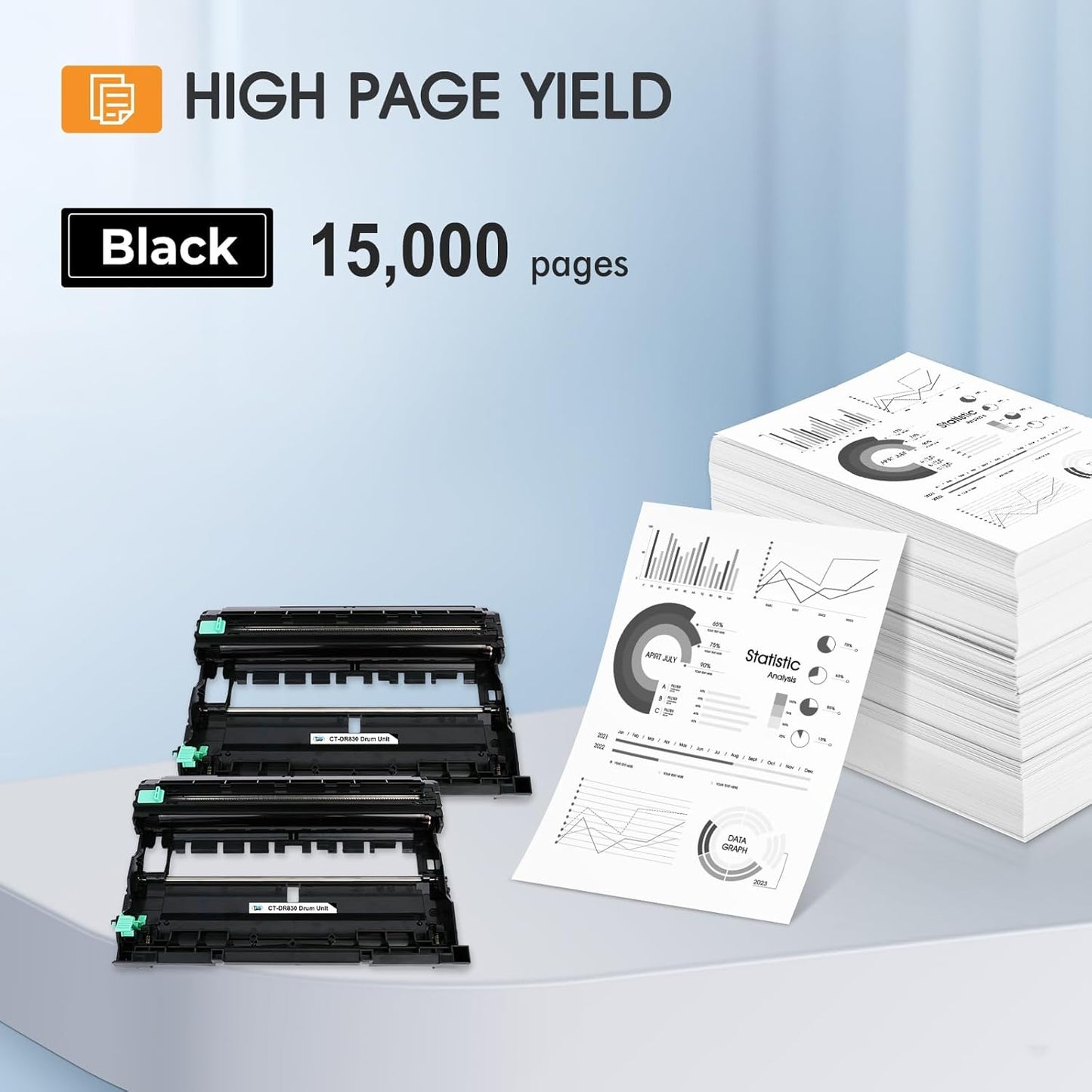 DR-830 DR830 Drum Unit Black 2 Pack Compatible Replacement for Brother DR830 DR 830 DR-830 for HL-L2400D L2405W L2460DW L2460DWXL L2865DW L2480DW DCP-L2640DW MFC-L2807DW L2820DW L2820DWXL Printer Ink