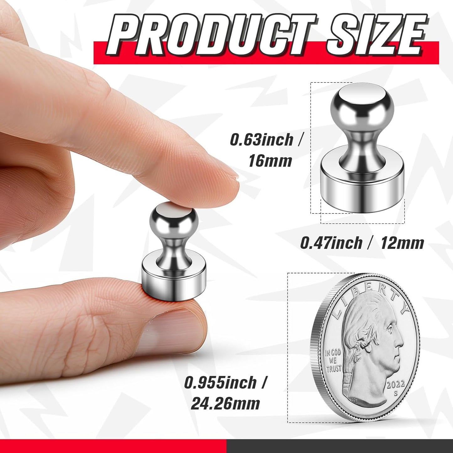 FINDMAG 100Pcs Fridge Magnets, Strong Neodymium Push Pin Magnets for Whiteboard, Ideal for Refrigerator, Kitchen, Classroom, Locker Accessories (Sliver)