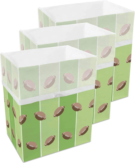 | 13 Gallon Disposable Trash Cans (3-Pack) with Fitted Trash Bags - Reusable Garbage and Recycling Bins for Parties, Events, and More (Tailgating - 17" Height x 13.5" Width x 10" Depth)