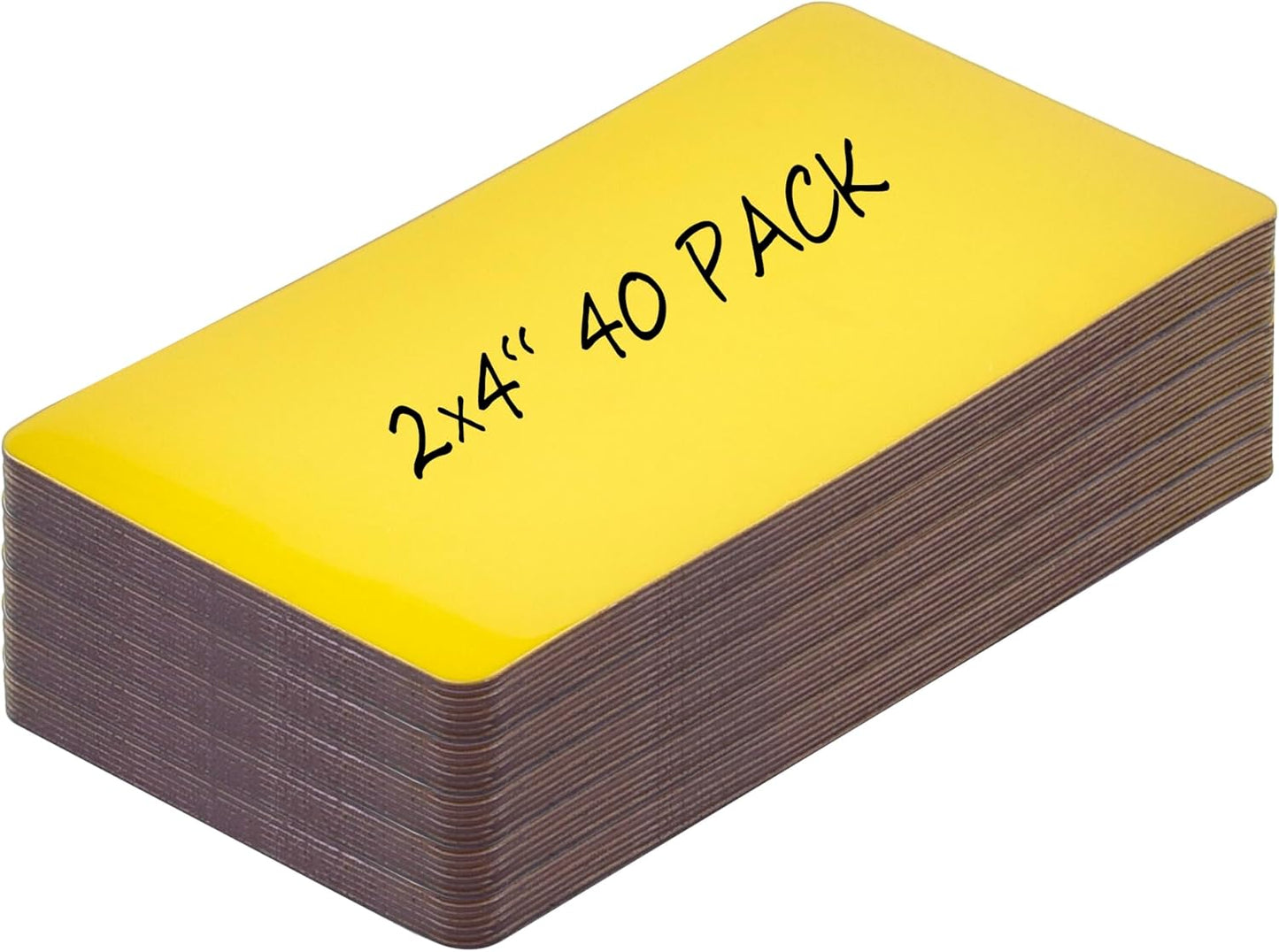 Realth Dry Erase Magnetic Labels Yellow (2'' × 4'' 40 Pcs),Blank Reusable Magnet Stickers, Magnets for Whiteboard, Washable Magnetic Sheets for Classroom Fridge Office, Name Tags for Teachers Students