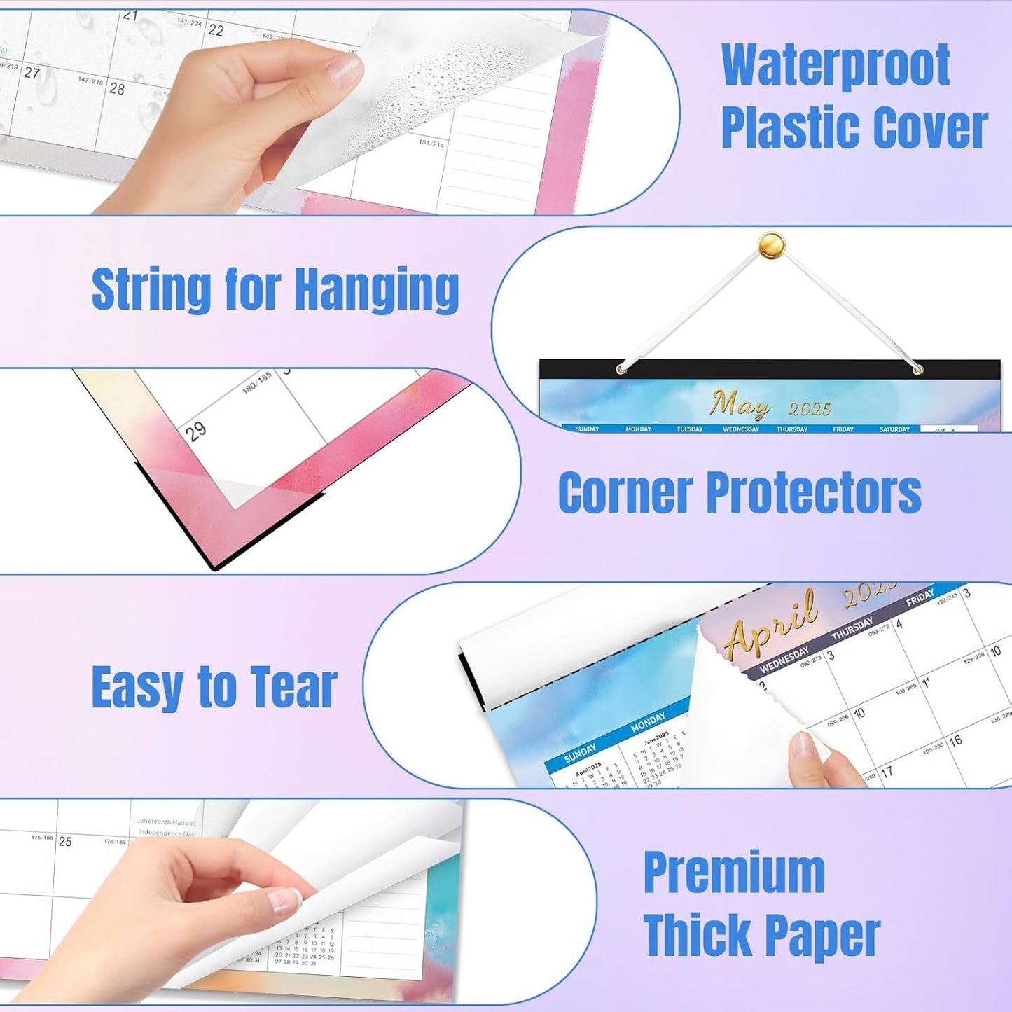 Gannyfer Desk Calendar 2025-2026, 18 Monthly, July 2025 - Dec 2026, Large Yearly Desktop/Wall Calendar 2026 with Plastic Cover Hanging String Corner Protectors, 17" x 12", Organizers for Office, Home and School