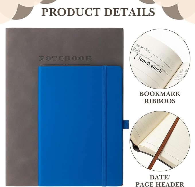 SATINIOR 5 Pack A4 Notebooks Large Journal 360 Pages Leather Softcover Hardcover Notebooks Thick Paper Lined Notepad for Office School Business Note Taking Writing, 8.5'' x 11''(Mixed Color)