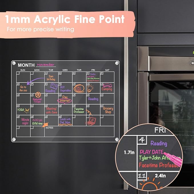 maxtek Dry Erase Markers, Fine Tip Glass Whiteboard Markers, Neon Colors, 6 Count White Board Dry Erase Pens