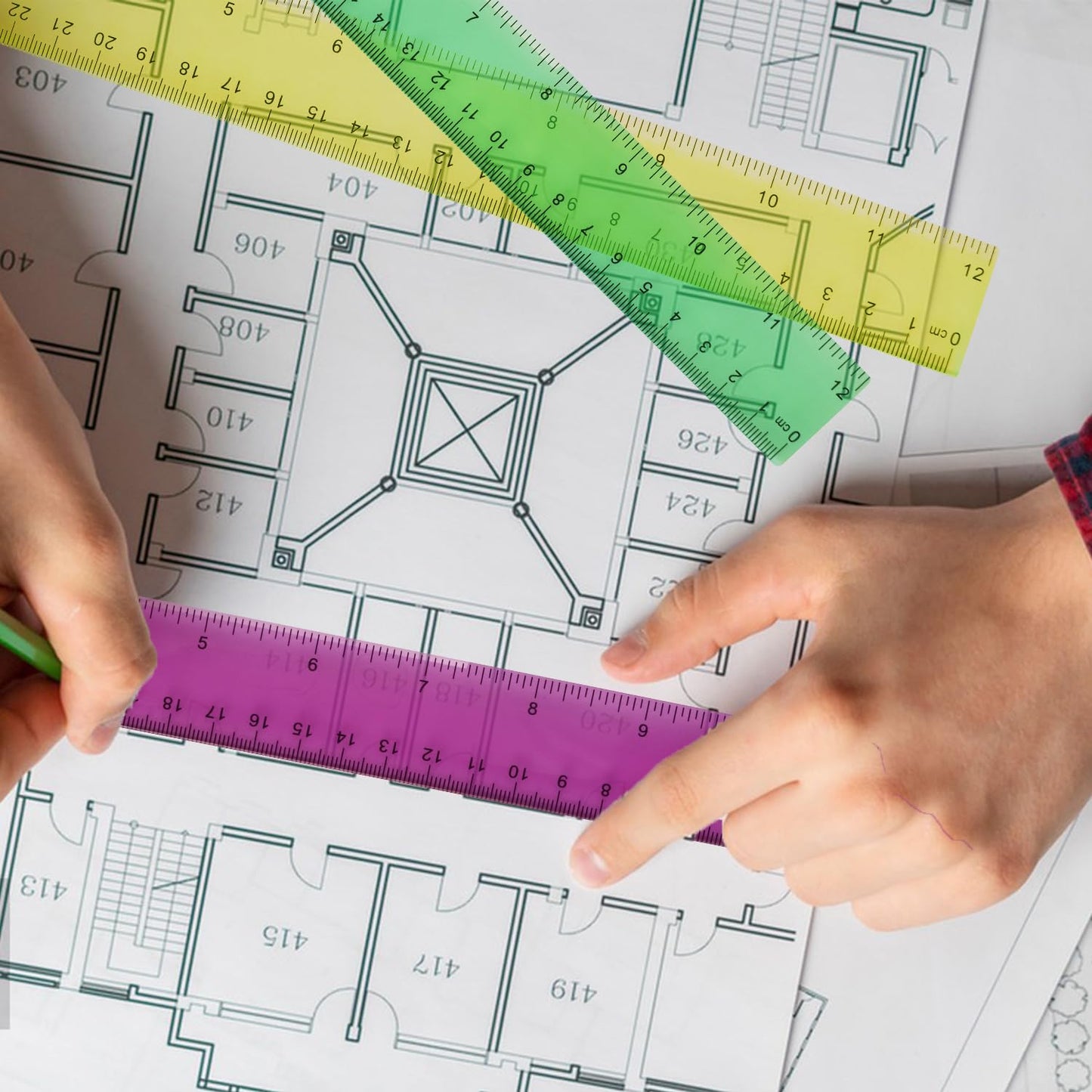 180 Pack 12-Inch Plastic Rulers Bulk, Plastic Ruler, Colored Transparent Ruler with Dual-Scale Measurement, Easy to Store, for Home, or Office and, Practical Use by KUKLIPJIM