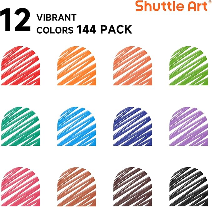 Shuttle Art Dry Erase Markers, 12 Colors 144 Bulk Pack Whiteboard Markers, Fine Point Dry Erase Markers Perfect for Writing on Dry Erase Whiteboard Mirror Glass for School Office Home