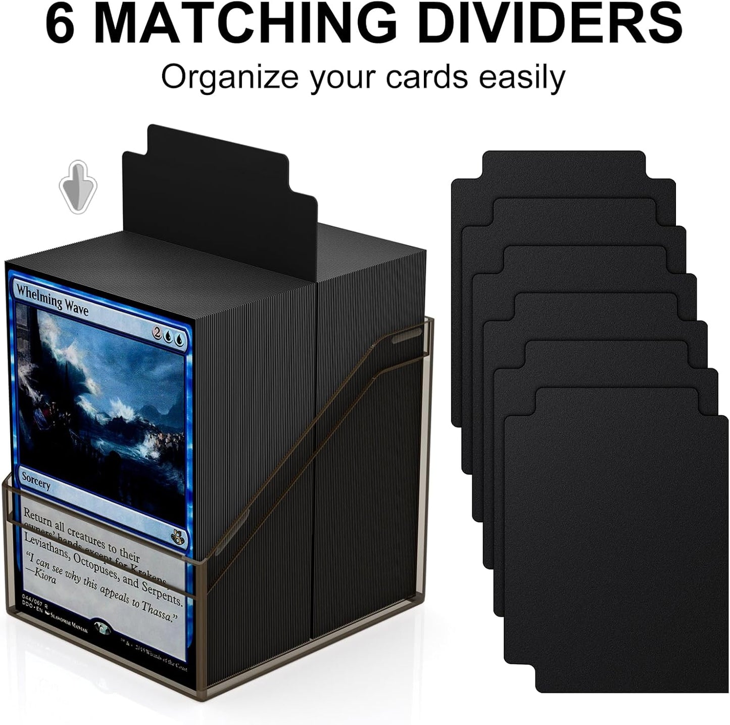 Mlikero Card Deck Cases, 6 Pack Acrylic Commander Deck Box Holding 100+ Sleeved Cards with 6 Dividers, Sturdy Card Storage Box Fit for MTG, TCG, Sports Cards (Black)