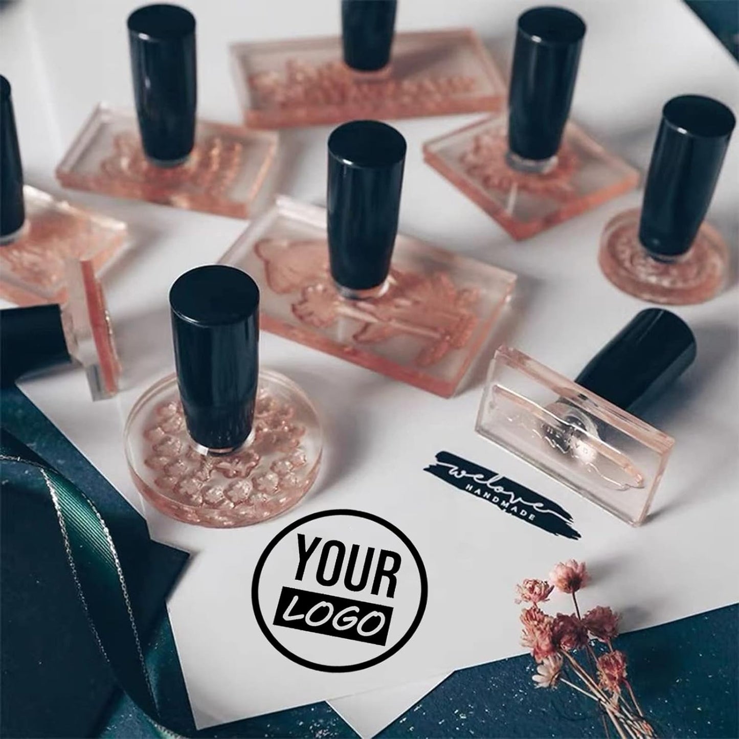 Custom Stamp with Logo Text - Personalized Rubber Stamp with Handle - Address Stamps for Business or Crafting - Rectangle 2"x3"