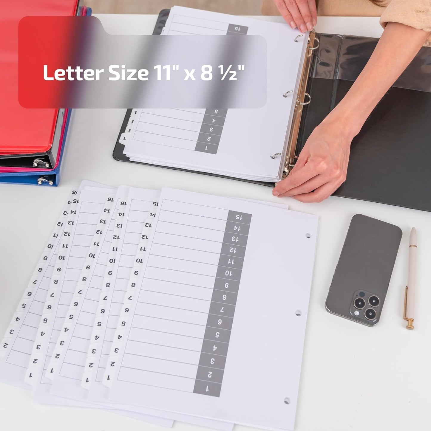 Davis Group 1-15 Index Tab Dividers for 3 Ring Binders, Customizable Table of Contents, 6 Sets