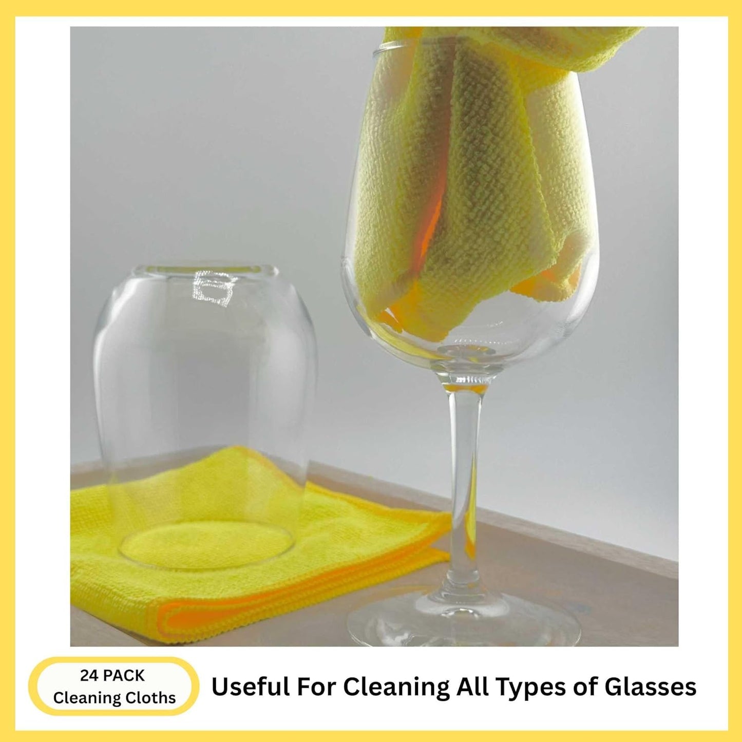 Microfiber Cleaning Cloth for Kitchen & households, Towels for Cars. (300gsm) (Pack of 24 Yellow)