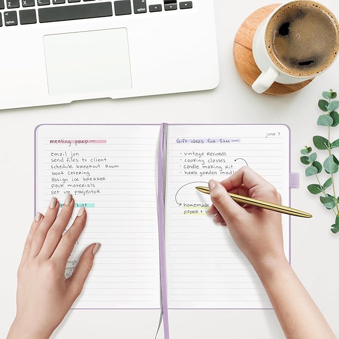 &And Per Se Lined Journal Notebook for Women&Men with Pattern, 160 Pages 100GSM Thick Paper, A5 Hardcover Journals for Writing(Lavender)