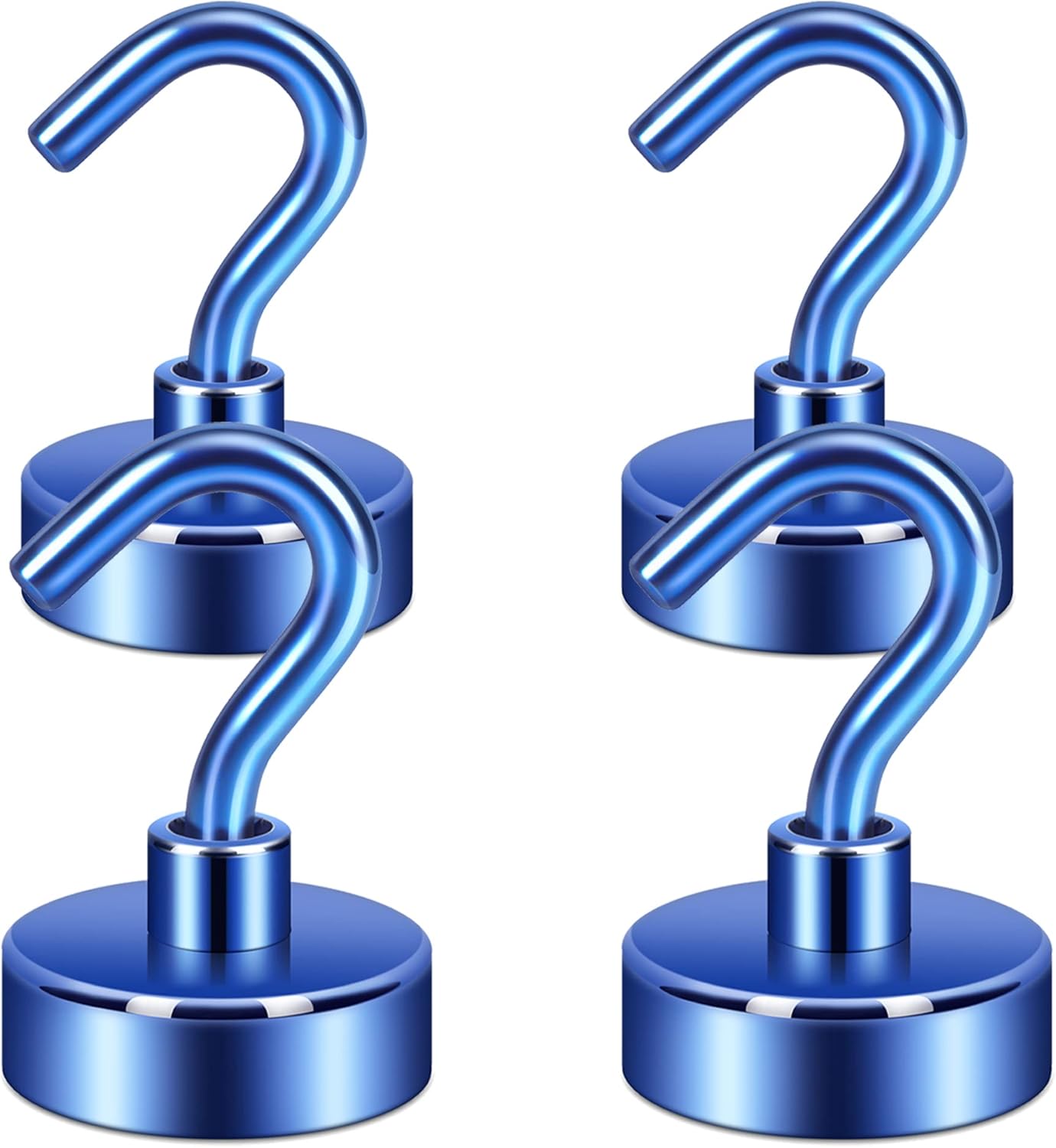 Neosmuk Magnetic Hooks,Heavy Duty Earth Magnets with Hook for Refrigerator, Extra Strong Cruise Hook for Hanging, Magnetic Hanger for Cabins, Grill (Navyblue, Pack of 4)