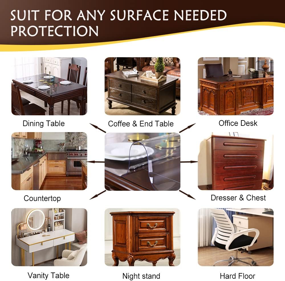 Coffee Table Protector 1.5mm Thick 22 x 54 Inches Clear Table Cover Desk Pad Mat Rectangular Plastic Table Protector PVC Table Pad for Writing Desk Countertop Dining Table Childen Painting Desk