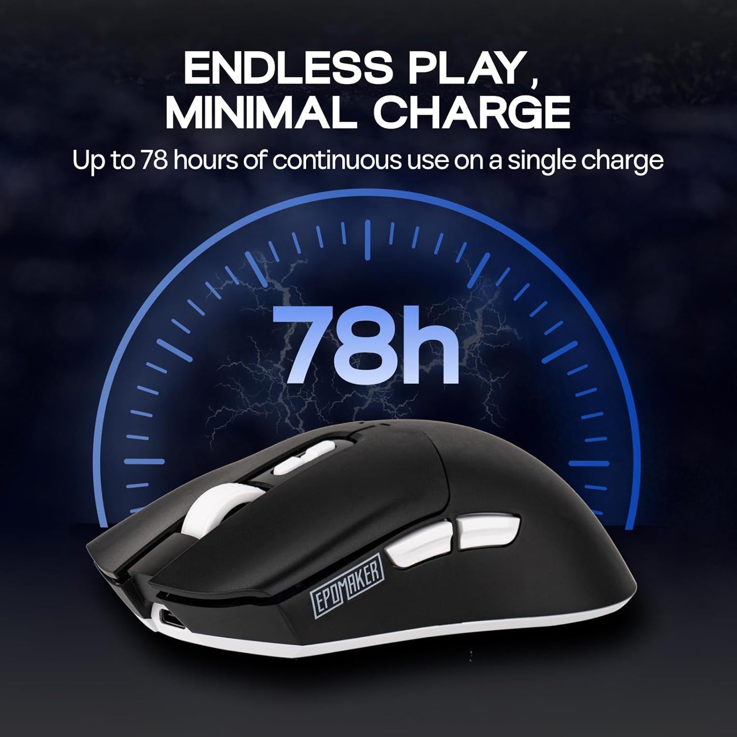 EPOMAKER Click Lite Wireless Gaming Mouse, 800 to 12,000 DPI Adjustable, PAW3311 Sensor, 500mAh, 59g, 2.4G/BT/USB-C Rechargeable Wireless Mouse with 5 Programmable Buttons for PC/Mac/Linux (Black)