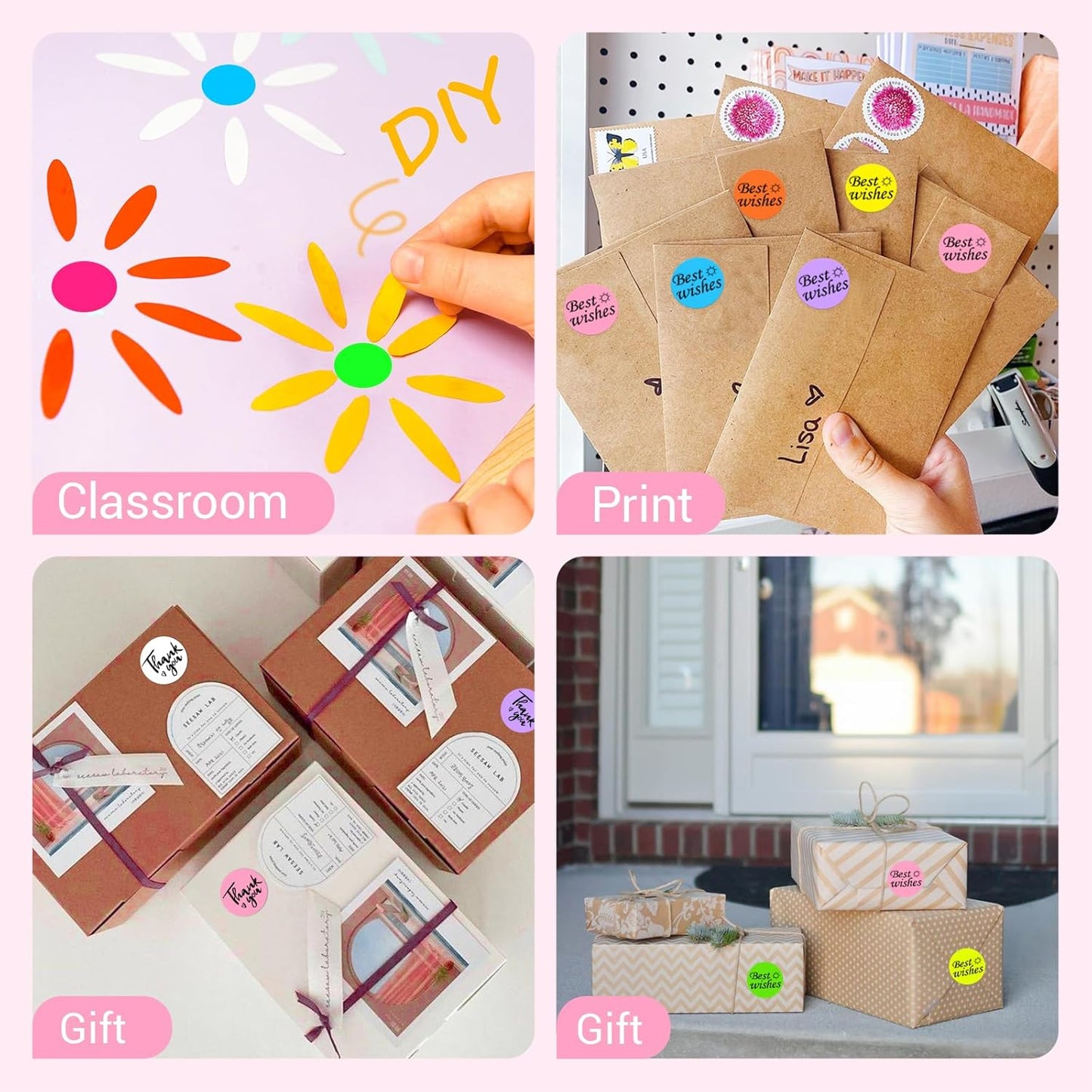 1 Inch Circle Dot Stickers 1000 PCS Color Coding Thermal Labels Dots Writable Printable Small Round Stickers for Office, Classroom, Inventory, Garage, Organizing Storage, DIY, Pink