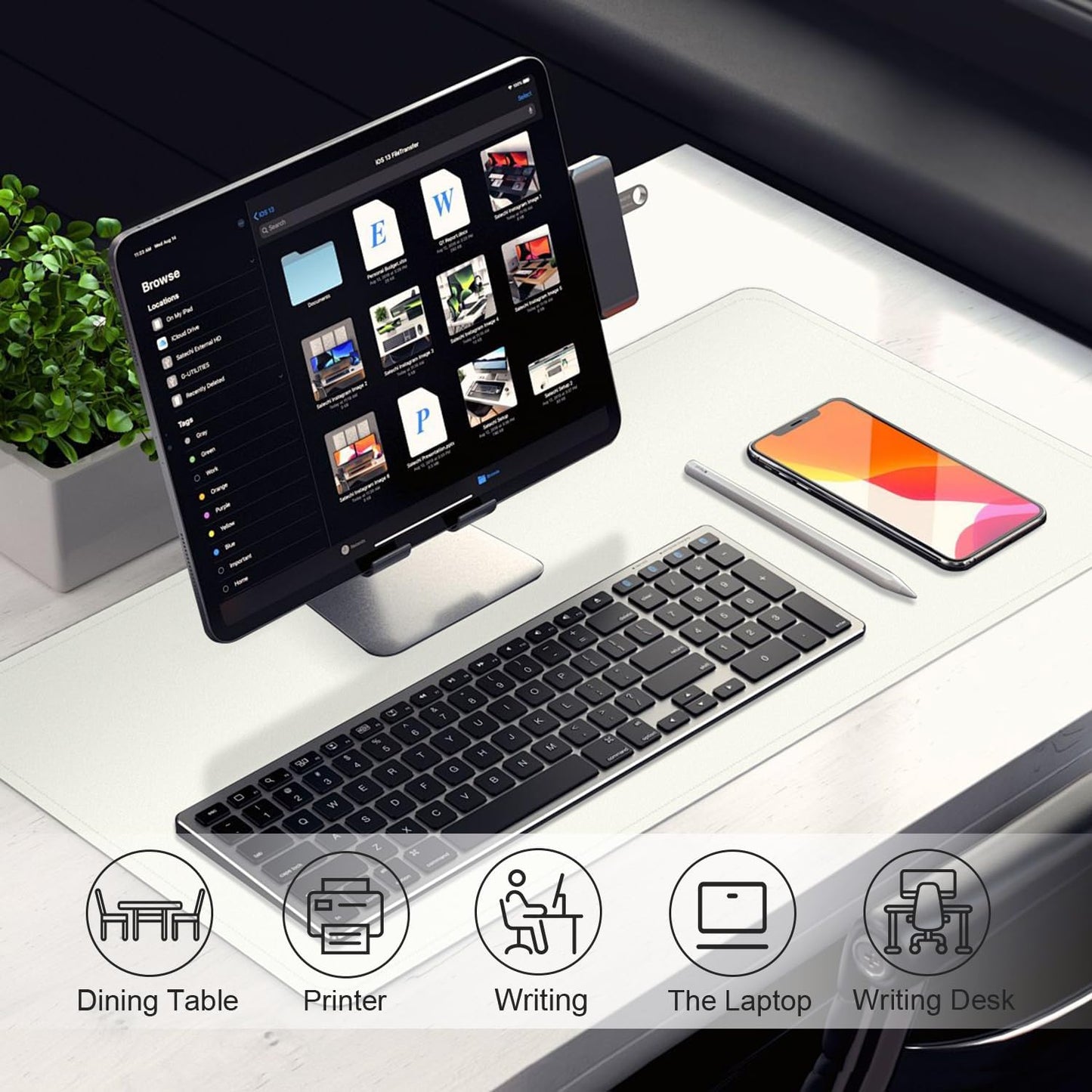 Leather Desk Pad Protector, 39.4'' X 17'' Large Mouse Pad, Office Desk Mat, Non-Slip PU Leather & Suede Base Desk Blotter, Laptop Desk Pad, Desktop Mat for Office Home, White