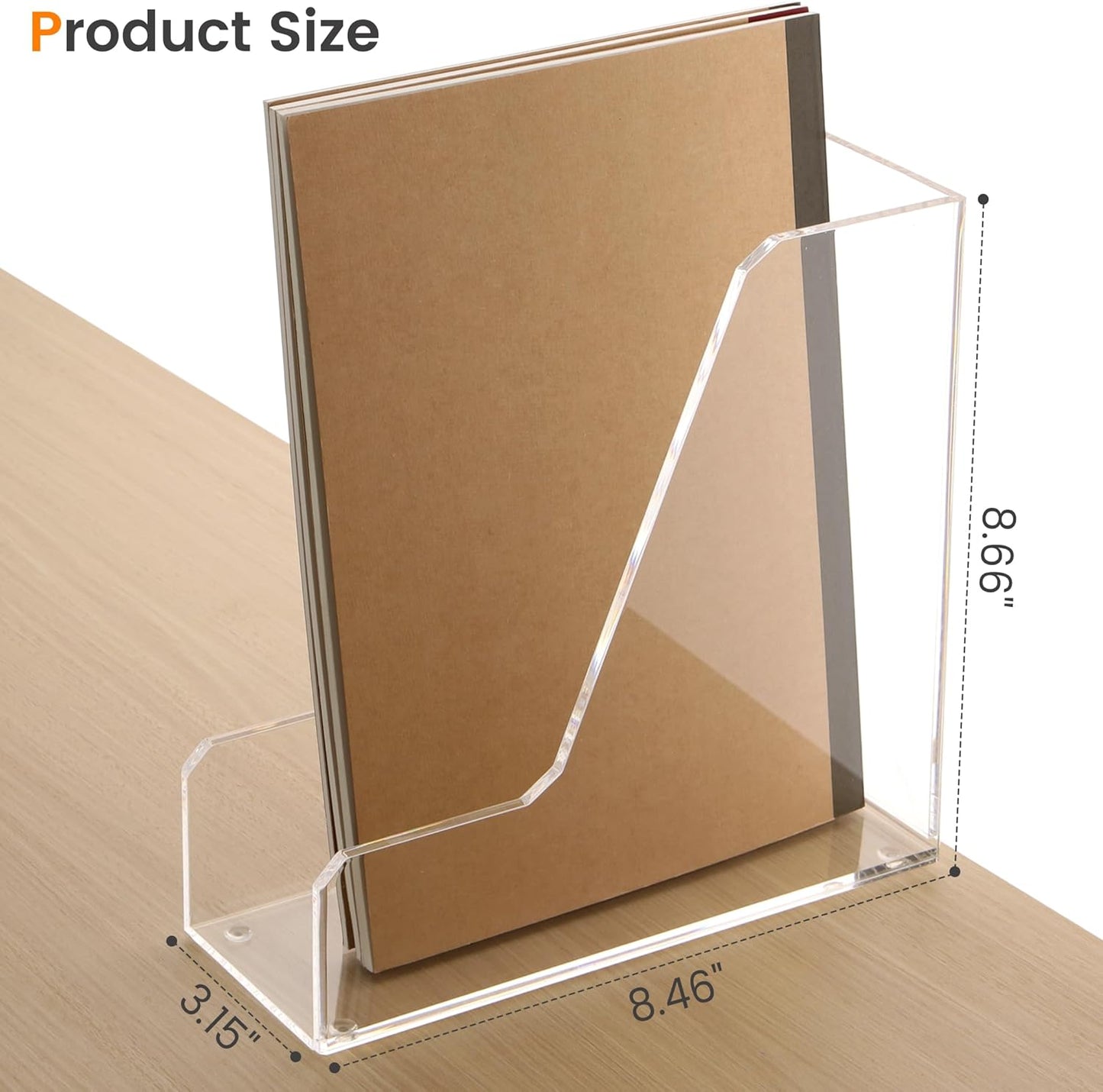Acrylic Magazine Rack File Holder Desk Organizers and Storage 2-Pack Small Clear Acrylic Vertical Magazine Holder Book Stand for Office Desk
