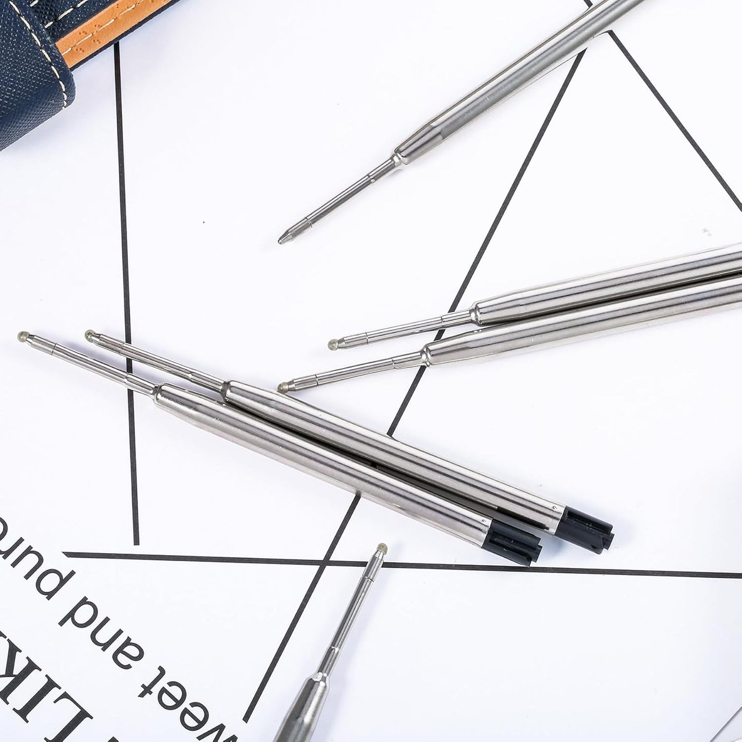 DunBong Pen Refills, Black Ink Refill Pack of 5, Replaceable Ballpoint Pen Refills, Medium Point Metal Refill (Black)