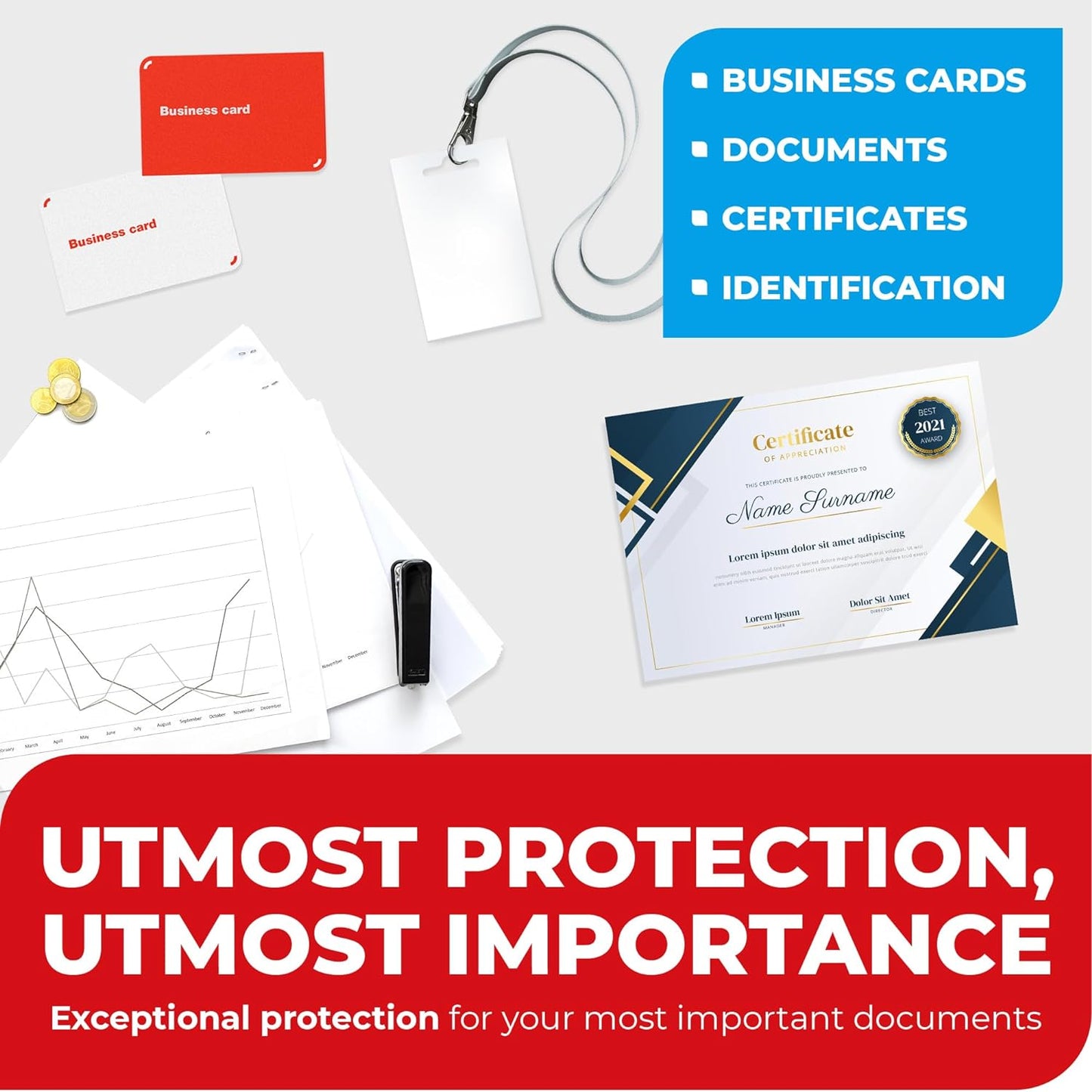 5MIL Thermal Laminating Sheets (150 Count) Letter, Photo, Card, Notecard, ID Badge and Business Card Sizes, Laminating Pouches Compatible with Laminators, Crystal Clear Laminated Finish