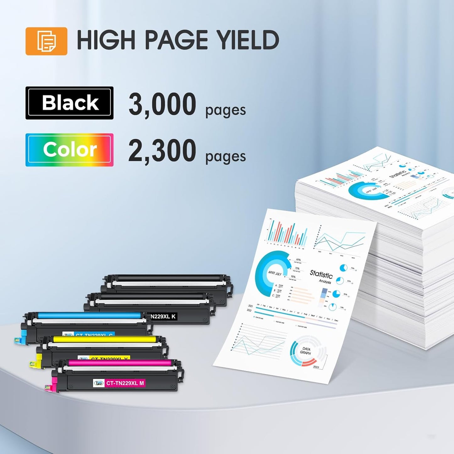 TN229XL TN229 229XL MFC-L3780CDW Toner Cartridges: HL-L3220CDW Compatible for Brother TN229XL TN229 TN 229XL TN-229 HL-L3280CDW HL-L3300CDW HL-L3295CDW MFC-L8395CDW MFC-L3720CDW Printer (5 Pack)