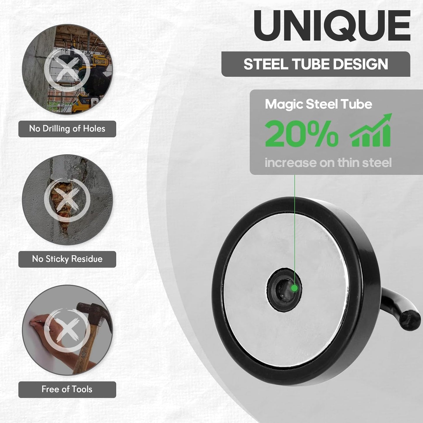 Neosmuk Magnetic Hooks, Heavy Duty 170lb Strong Magnets for Cruise Cabins, Ship Essentials, Large Metal Hooks for Hanging on Fridge(Silver,Pack of 4)