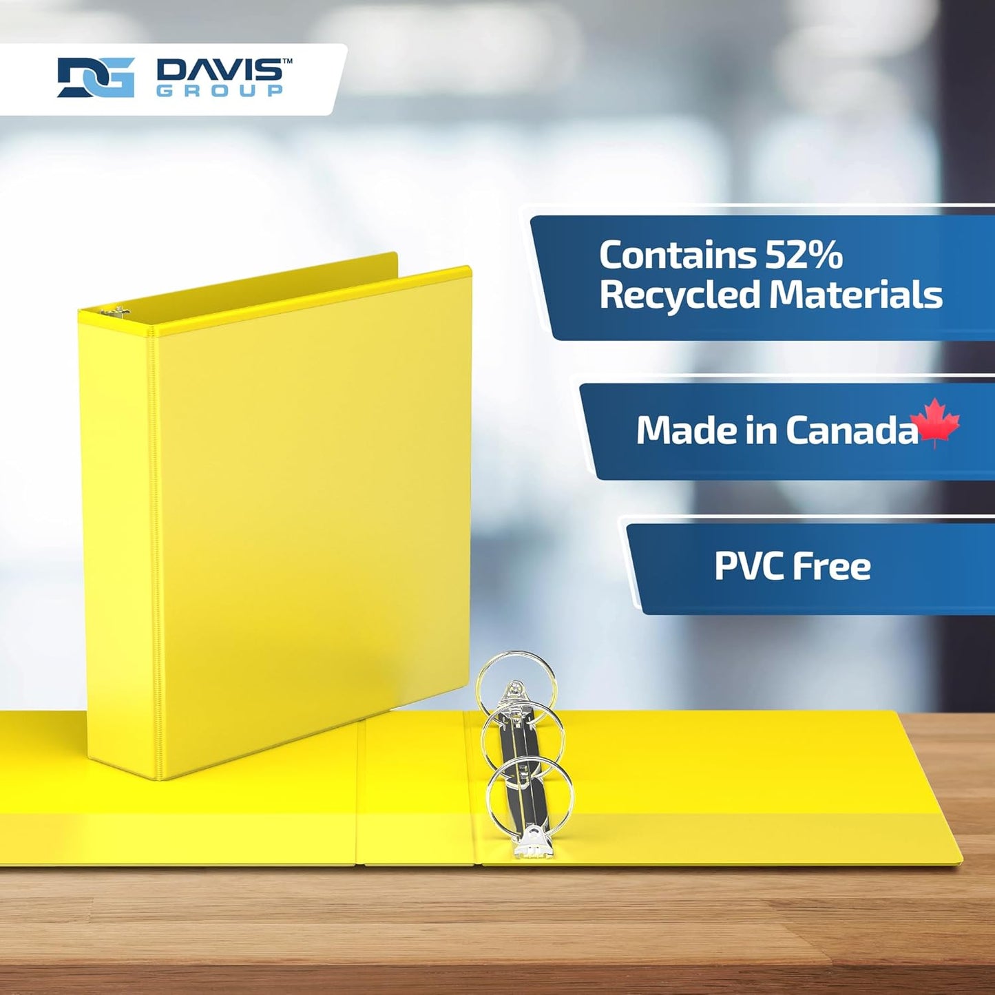 Easyview Premium 3-Ring Binders with Clear-View Covers and Round Rings, Binders for School or Office, 2 Inch, Pack of 6, Yellow