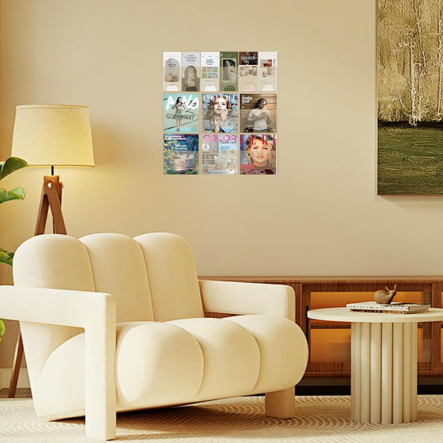 Acrylic Brochure Pamphlet Holder, 6 Magazine Holders and 6 Pamphlet Holders, Clear Brochure Display Stand Wall Mount, Trifold Flyer Rack, Literature Storage Rack for Home, Offices, Waiting Room