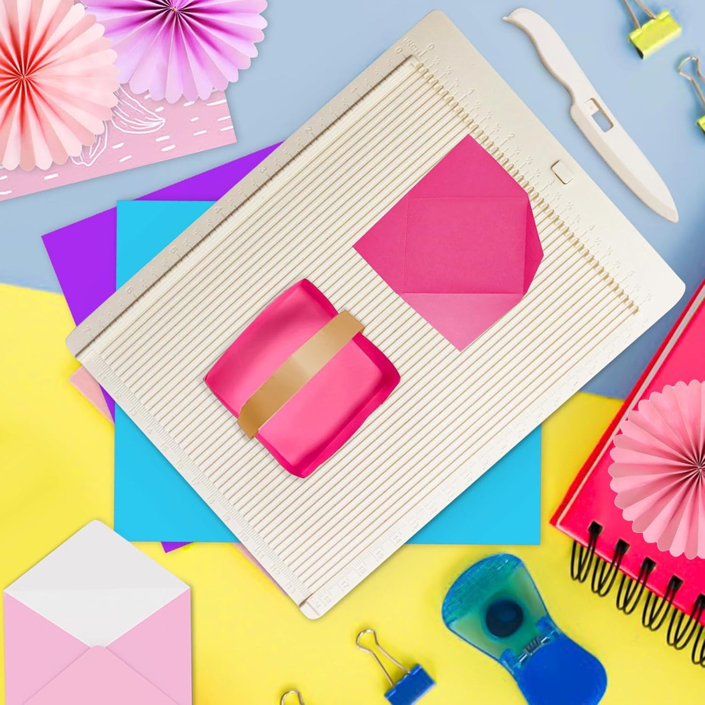 Scoring Board, Envelope Maker, Envelope Punch Board, Scoring Tool, Small Score Board for Paper Crafts, Multi-Purpose Scoring Board for Card Making, Mini Envelope Making and Gift Box Making