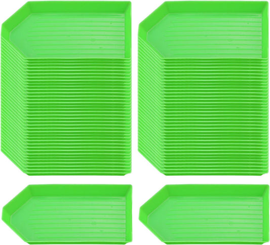 Sorting Trays,100 Pieces Plastic Bead Sorting Trays Diamond Rhinestone Tray Diamond Painting Tray Cross Stitch Nail Art Tray Sorting Storage Plates Tray for Craft and DIY Needs (Green)