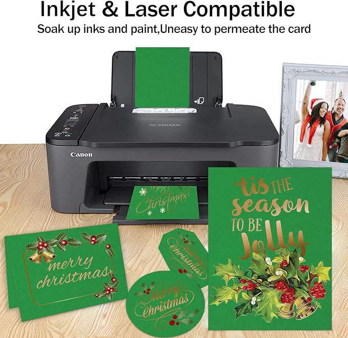 100 Sheets Green Cardstock 8.5 x 11, Goefun 80lb Green Card Stock Thick Printer Paper for Christmas Cards Making, Invitations and Craft