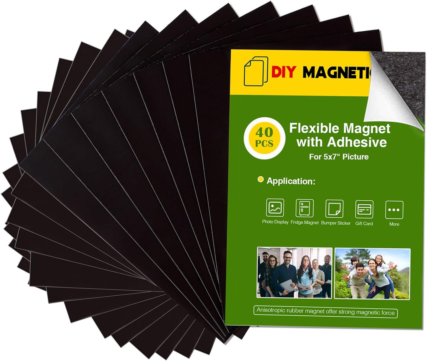 Magnet Sheets for Pictures 5x7 (Bulk Pack of 40),Magnetic Adhesive Sheets,Photo Magnets for Home/Classroom,DIY Magnets for Teachers
