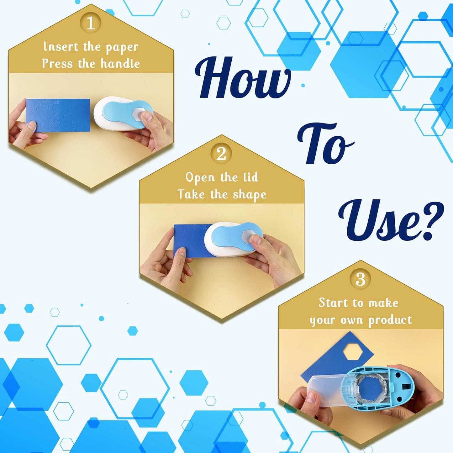 Hexagon Hole Punch for Craft - 1-Inch Paper Punch Shapes, Tool for Scrapbook, Festival Cards, DIY Arts