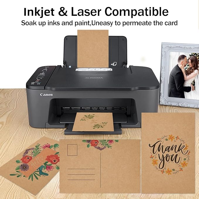 Brown Craft Cardstock 4x6 Blank Cards，Goefun 100 Pack 80lb Unruled Index Cards for Invitations, Business, Greetings, DIY